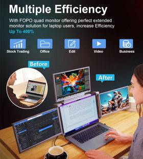 FOPO quad monitor display at 1920x1080 offers vivid visuals.