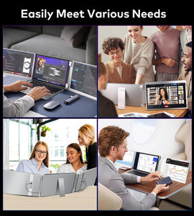 FOPO S7 triple monitor on-the-go setup with plug-and-play connectivity