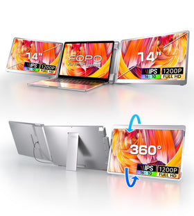 FOPO 14-inch triple monitor left screen setup expands multitasking workspace