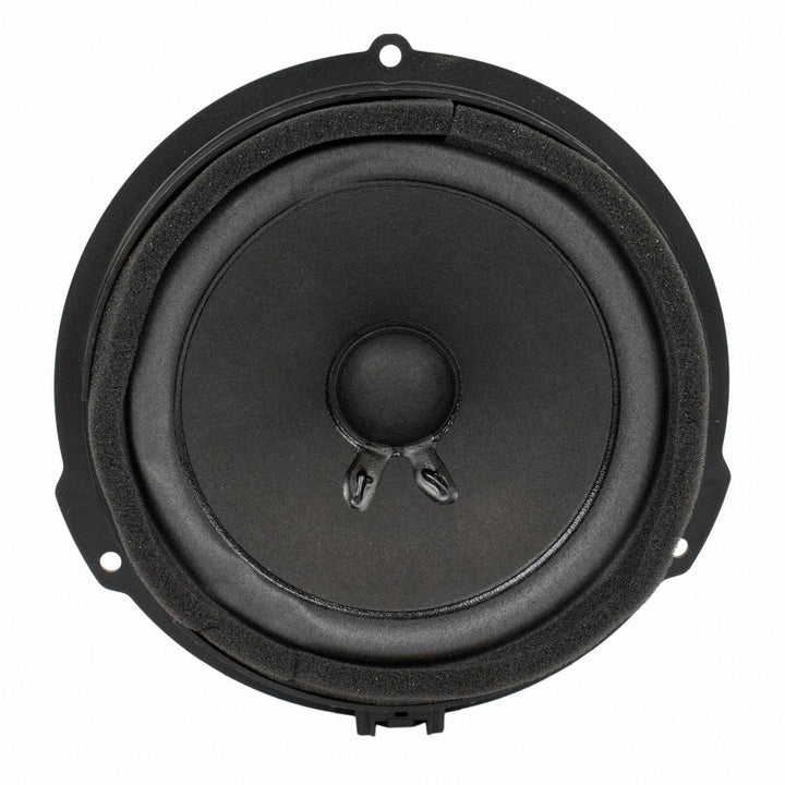 Ford round speaker front view showing grille and factory fit benefit