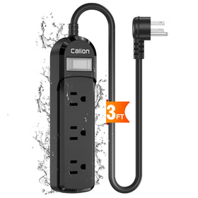 ForgeNest Black Outdoor Power Strip weatherproof front view for reliable outdoor use.