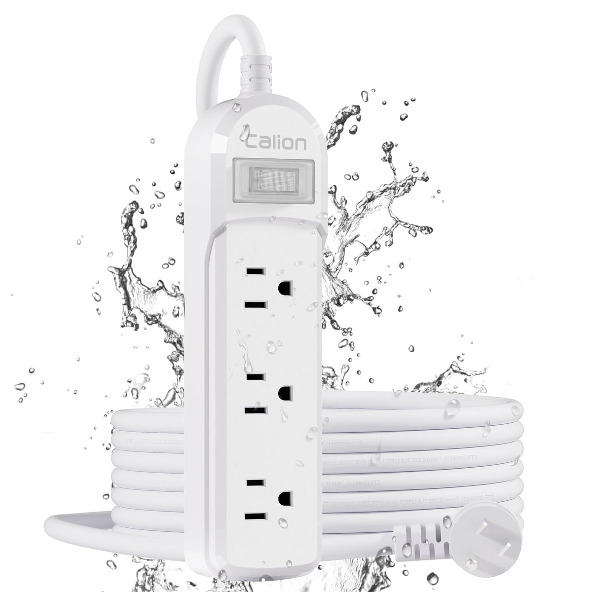 ForgeNest front view of mounted outdoor power strip showing durable housing and spacing benefits