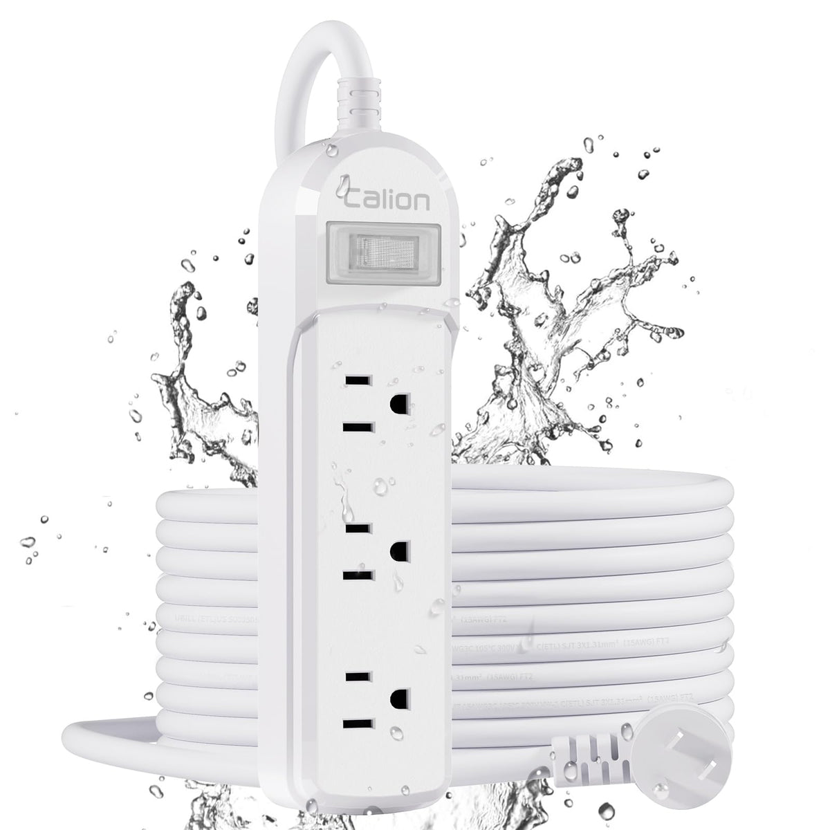 ForgeNest front view showing weatherproof housing and three wide outlets for safe outdoor power