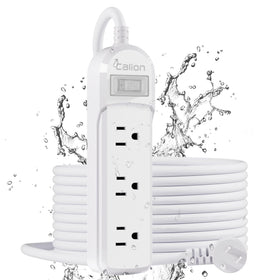 ForgeNest front view showing weatherproof housing and three wide outlets for safe outdoor power