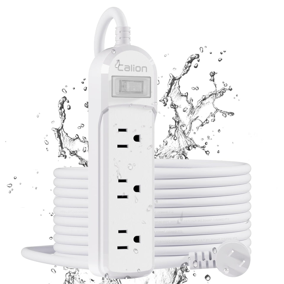 ForgeNest front view showing weatherproof housing and three wide outlets for safe outdoor power