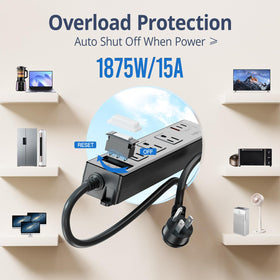 ForgeNest shockproof outlet strip prevents accidental contact with inner circuitry outdoors.