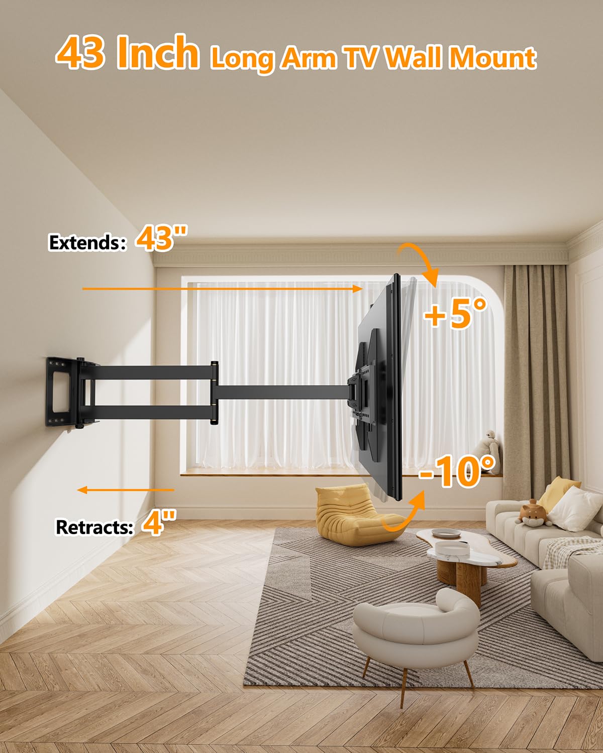 FORGING MOUNT 43-inch extension arm provides improved visibility from multiple seats.