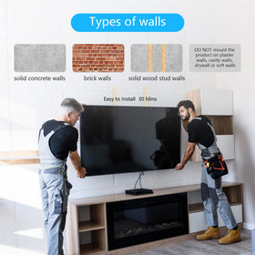 FORGING MOUNT folded behind TV showing low-profile appearance and neat cable space