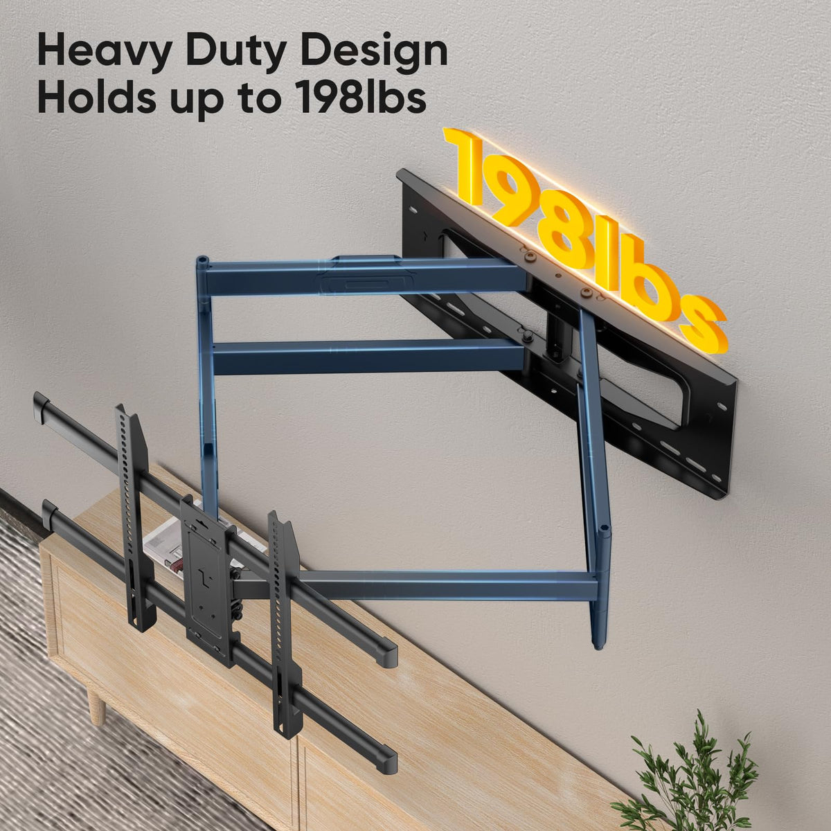 FORGING MOUNT dual articulating arms extended for flexible positioning.