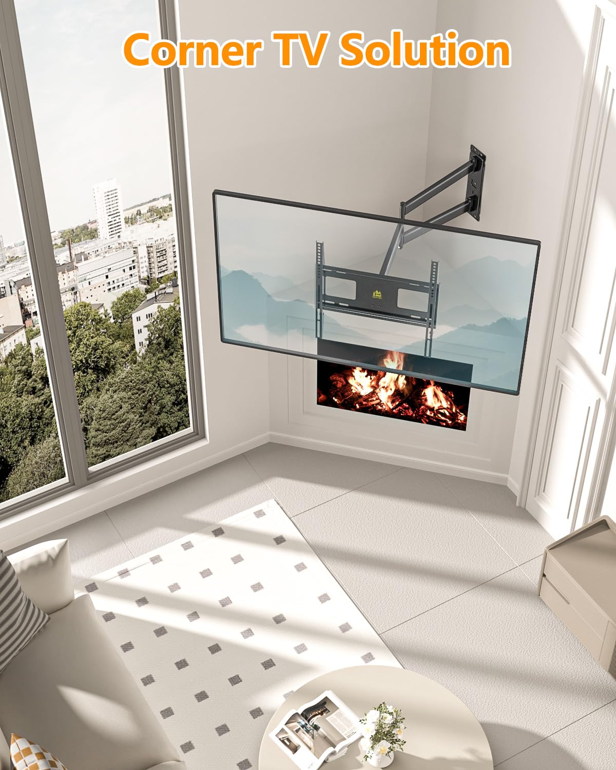 FORGING MOUNT full-motion swivel and tilt for versatile viewing angles.