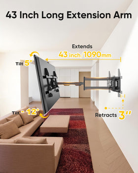 FORGING MOUNT full motion TV mount with 360-degree swivel for living rooms.