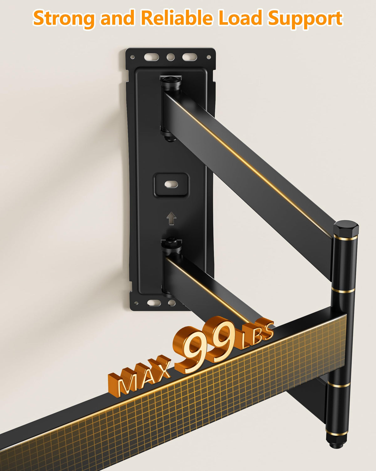 FORGING MOUNT heavy-duty design supports up to 99 pounds securely.