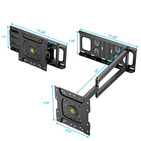 FORGING MOUNT next to a 43 inch TV to show size compatibility and correct fit
