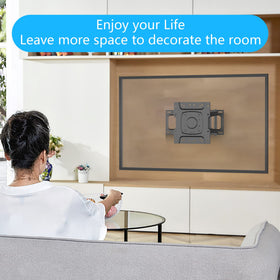 FORGING MOUNT mounted TV in a living room illustrating better viewing angles for families