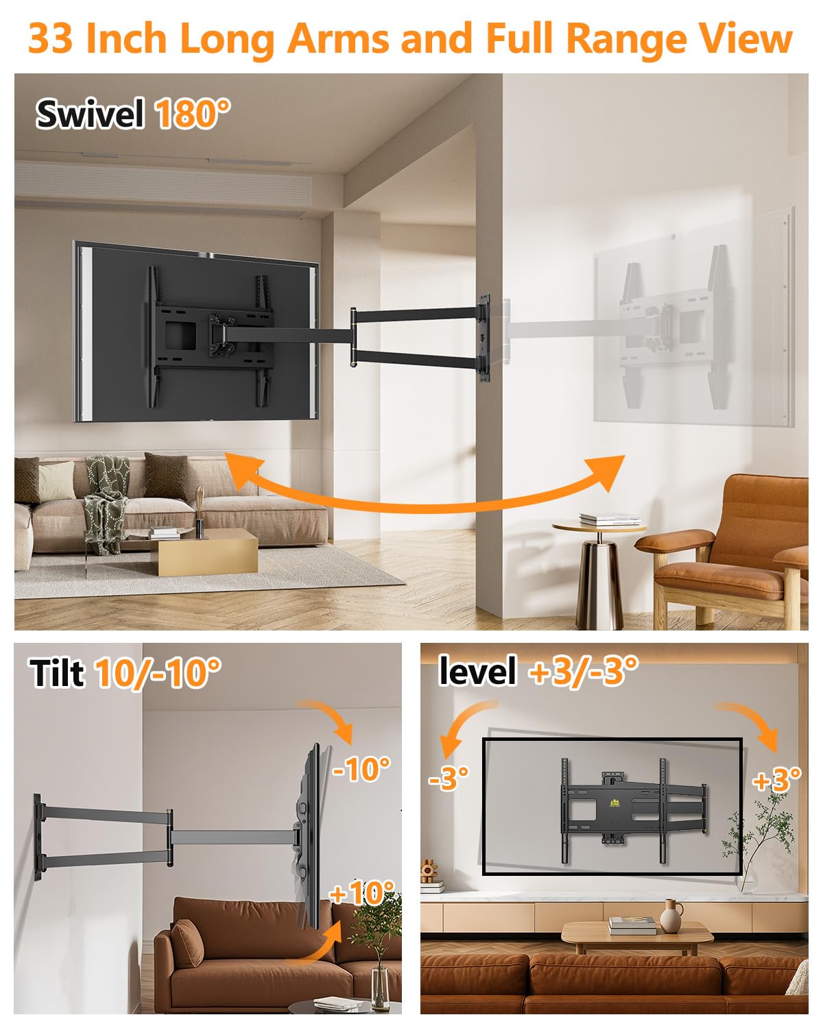 FORGING MOUNT compatibility with 400x400 VESA pattern fits many TVs.