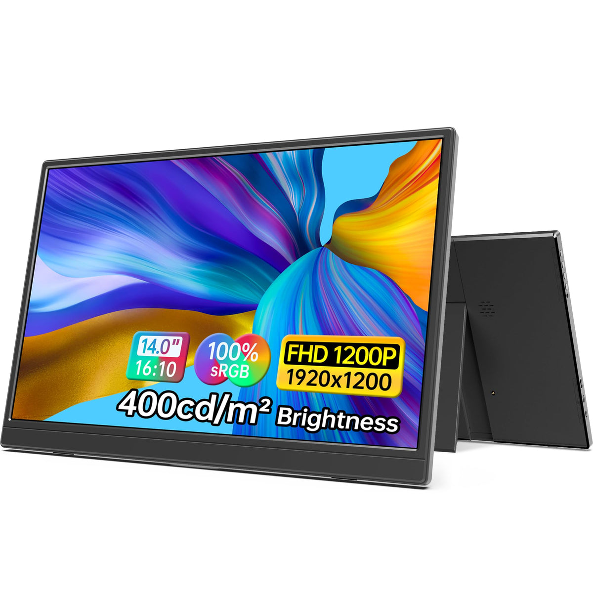 ForHelp 14-inch portable monitor front view with slim profile and vibrant FHD image.