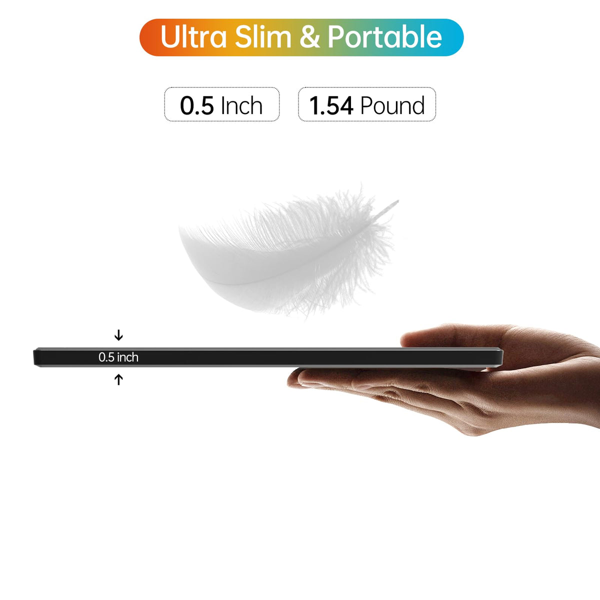 ForHelp 14-inch portable monitor slim design emphasizes lightweight travel.