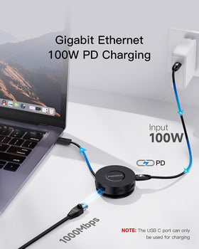 FORIDA with Ethernet cable plugged in, delivers stable gigabit network performance
