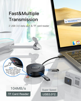 FORIDA connected to laptop with two monitors, improves multitasking productivity