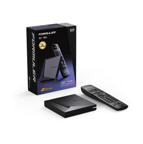 Formuler Z11 Pro Max front view ready for 4K streaming on a flat screen.