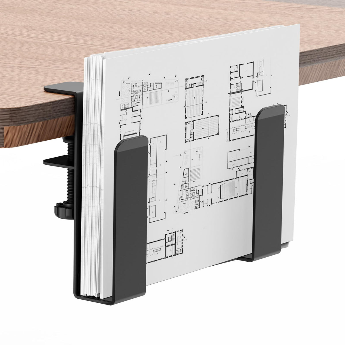 FOROIRON adjustable side laptop mount on desk edge for space saving.