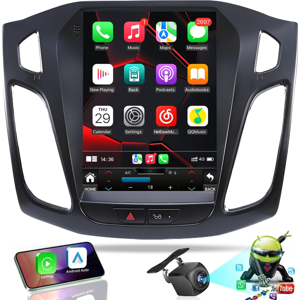 Fortdows 10-4-inch Android12 car stereo display for Ford Focus delivers clearer navigation and media.