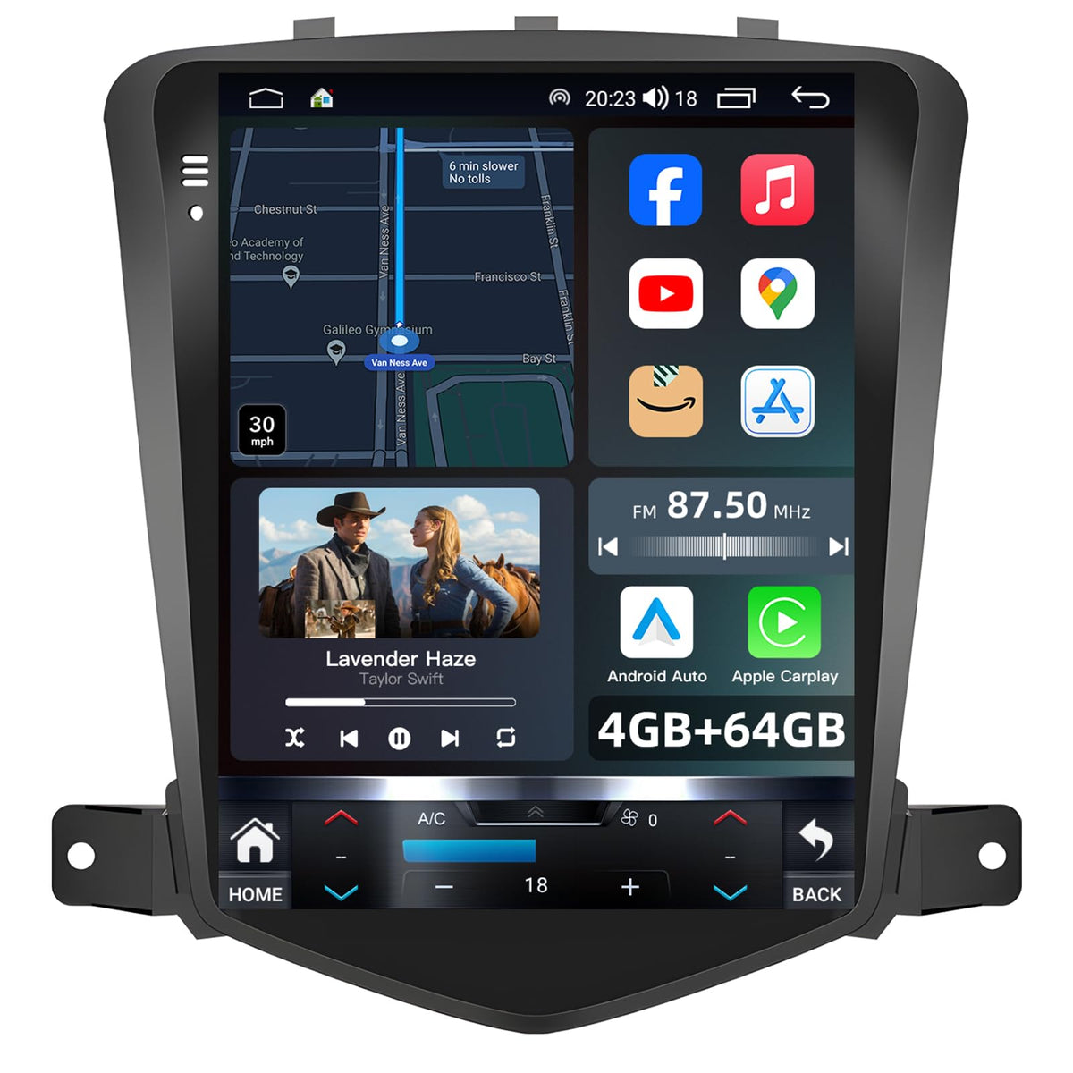 Fortdows 8Core radio on Chevy Cruze dashboard delivers seamless infotainment access.