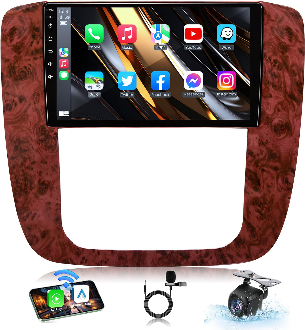 Fortdows 9-inch IPS touchscreen in a Silverado cabin, bright and responsive for easy control.