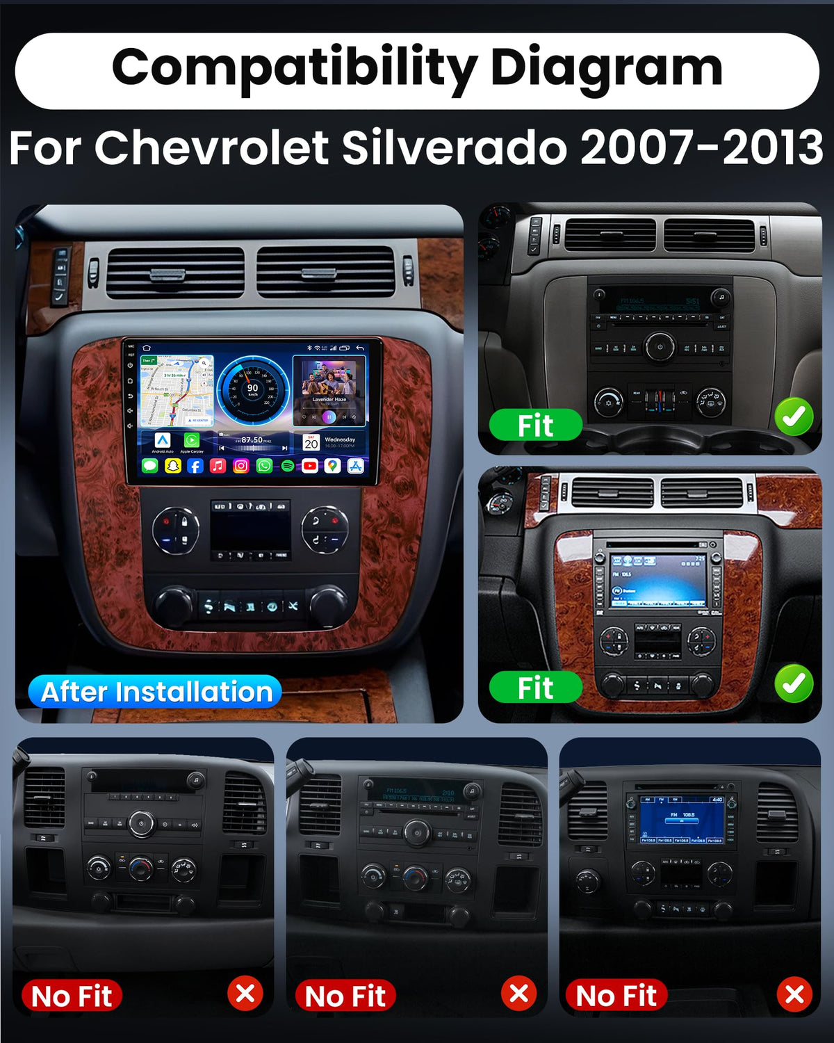 Fortdows unit showing wireless CarPlay and Android Auto for hands-free use.