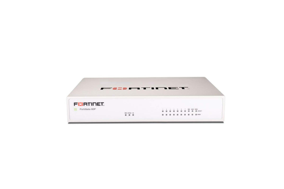 Fortinet FortiGate 60F front view showcasing compact enterprise-grade security for small businesses.
