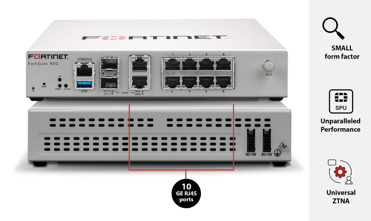 Fortinet FortiGate 90G 8GE RJ45 ports for reliable internal device connections