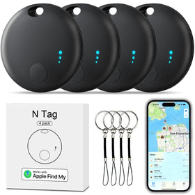 Fortunepro Tracker Tag 4-pack in black packaging helps you locate essentials quickly.