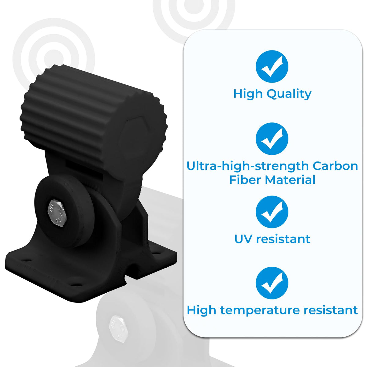 Foruly swivel bracket enables 165° motion for precise antenna aiming.