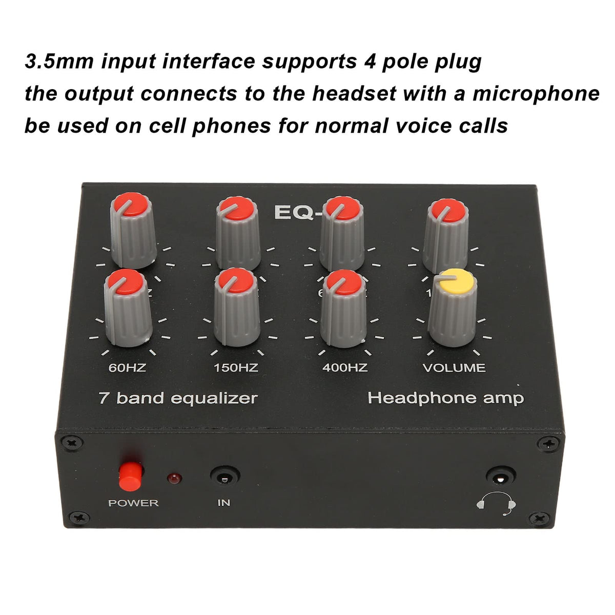 FOSA 7-band equalizer 3.5mm connector highlights versatile input and headset compatibility.