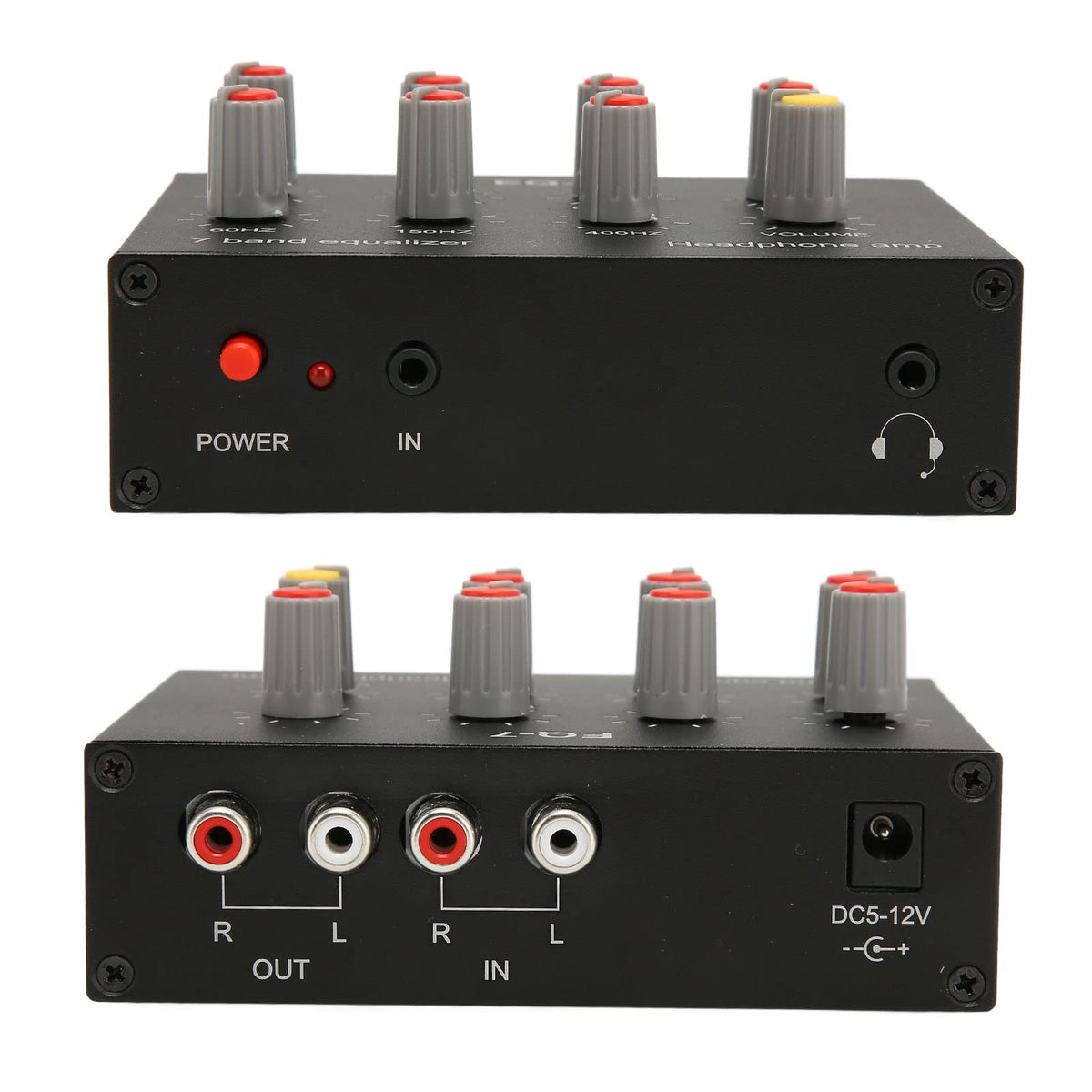 FOSA 7-band equalizer back panel reveals dual-channel wiring for efficient setup.