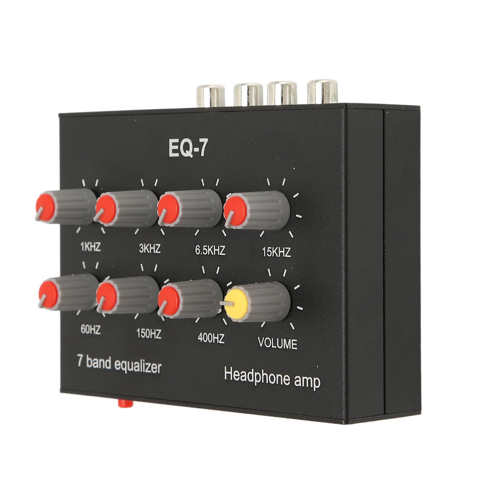FOSA 7-band equalizer front panel shows sturdy aluminum housing for reliable audio shaping.