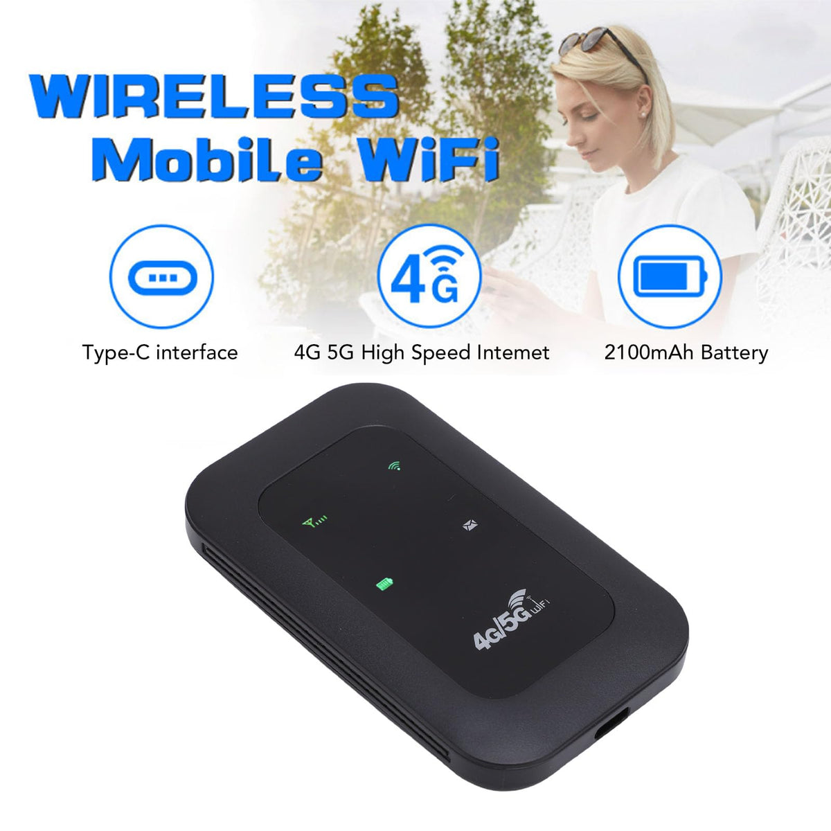 FOSA portable WiFi LED display clearly shows battery and connection status at a glance.