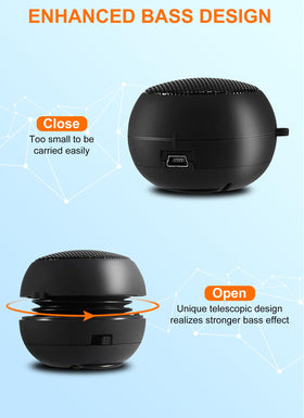 FOSA speaker held in hand for size comparison, travel convenience benefit