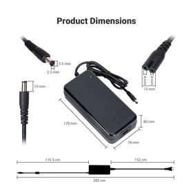 Fosi Audio power adapter side profile showing durable connectors for clean wiring