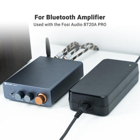 Fosi Audio 48V 5A adapter close-up of cable port and build quality