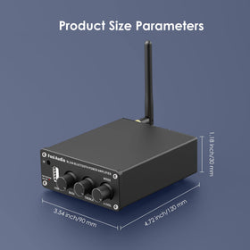 Fosi Audio BL20A remote control in hand for convenient wireless adjustments