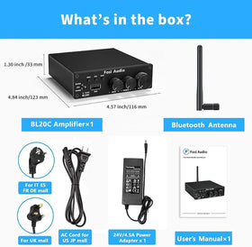 Fosi Audio BL20C hooked to passive speakers and powered subwoofer for deep bass