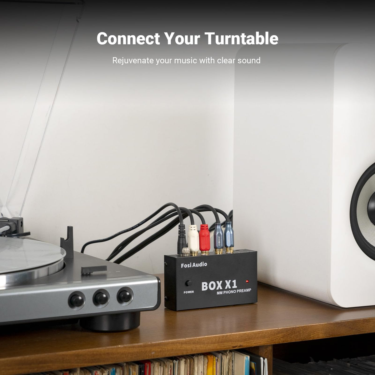 Fosi Audio grounding post close-up to reduce hum and protect turntable benefit