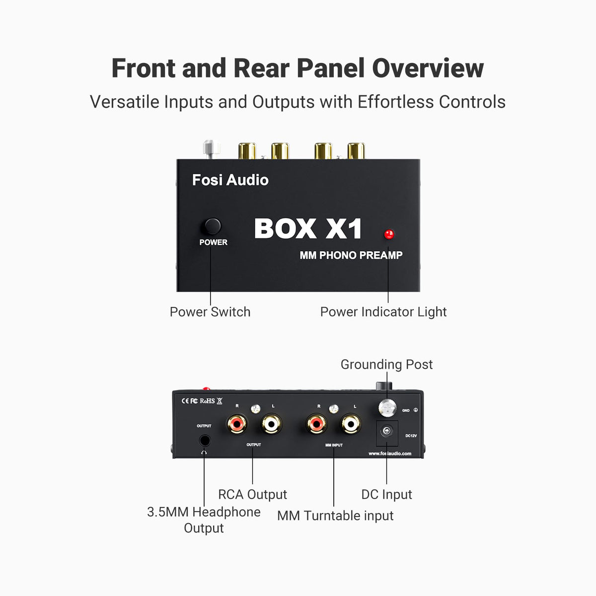 Fosi Audio 12V power adapter and cable included for steady low-noise power benefit