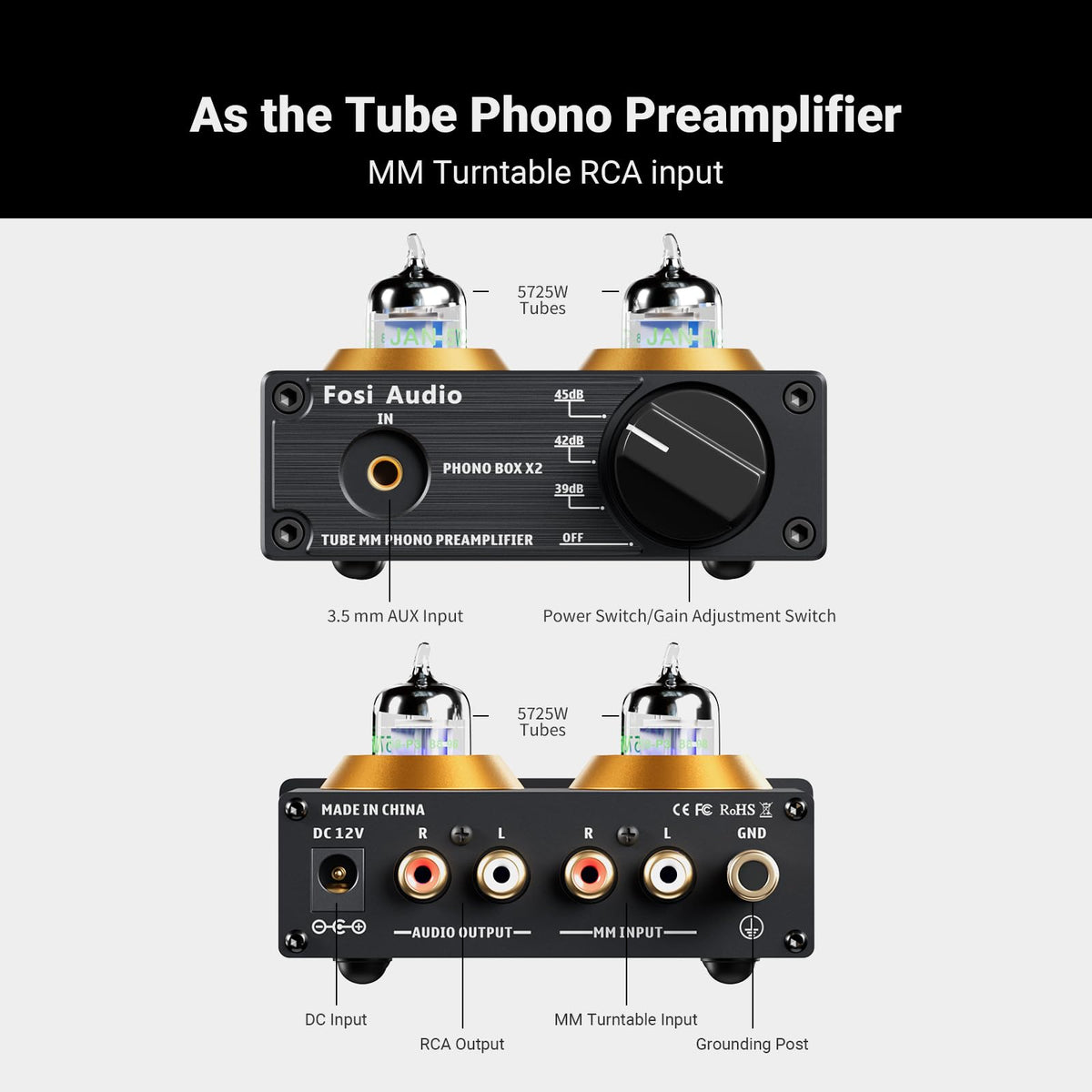 Fosi Audio Box X2 grounding post detail for turntables