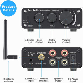 Fosi Audio BT10A compact top angle demonstrating small footprint and placement flexibility