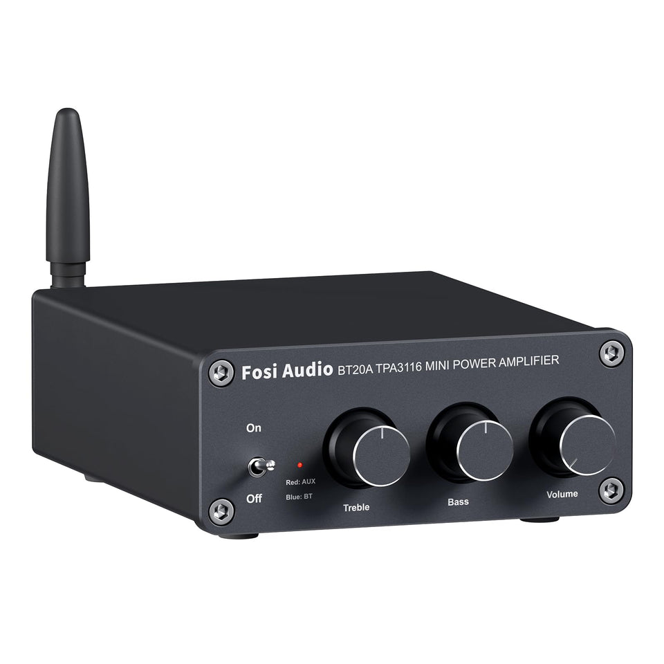 Fosi Audio BT20A front panel with clean controls for home stereo setup