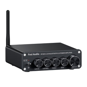 Fosi Audio BT30D front view for a compact hi-fi setup with easy controls