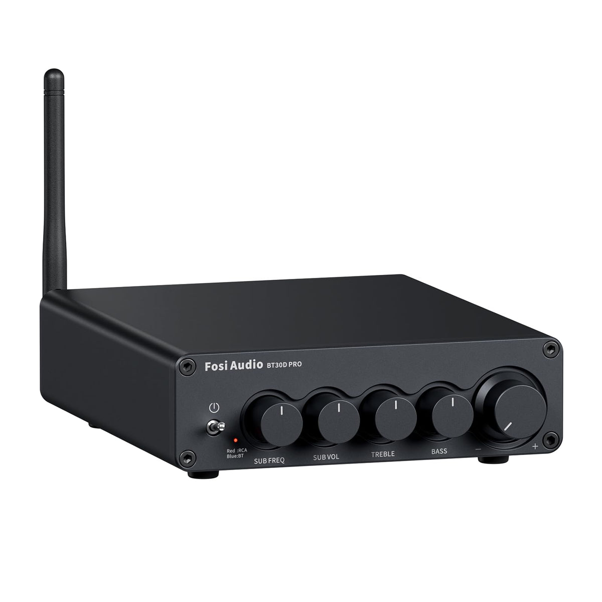 Fosi BT30D Pro front panel with accessible controls for quick setup