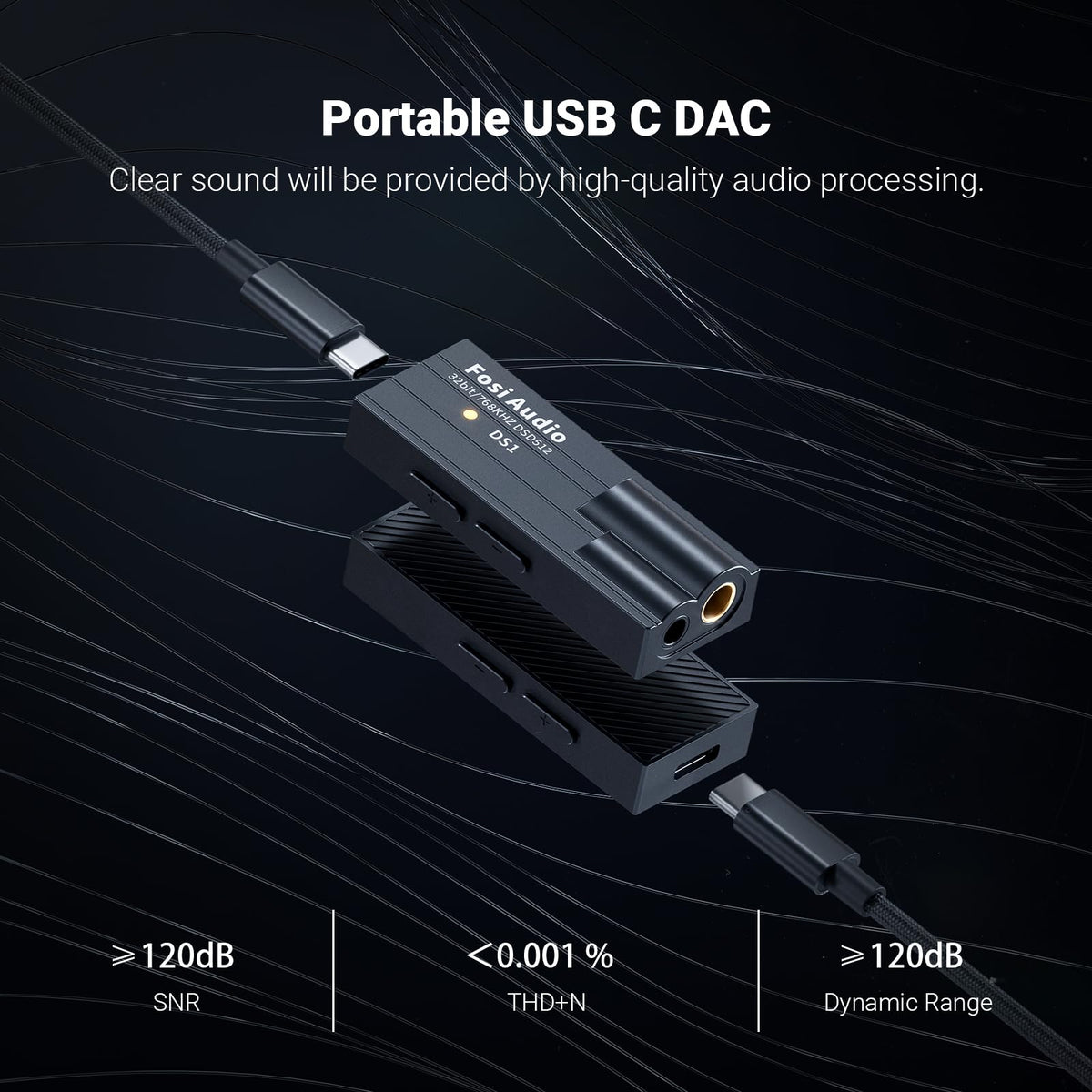 DS1 supports DSD512 and PCM up to 32-bit/768kHz for high-resolution sound